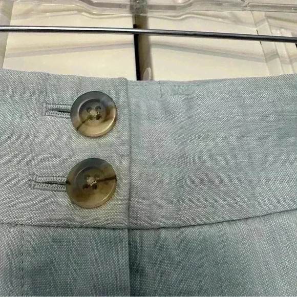 Veronica Beard Jeanne Light Blue Linen Blend Crop Wide Leg Pants 6 nautical crop - Picture 10 of 15